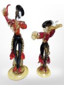 Two Murano glass figures of flamenco dancers, tallest 45 cm.