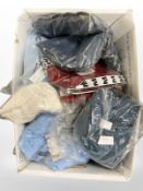 A box of new clothing, to include, Boohoo, Divided, new bagged clothing, denim jeans, etc.