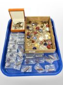 A collection of pins and lapel badges, including Army Service Corps, prefect badges, etc.