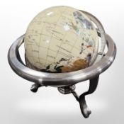A gemstone globe, height 32cm.