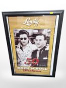 A Bernard Lansky and Elvis Presley poster in frame, 69 cm x 49 cm, signed by Lansky.