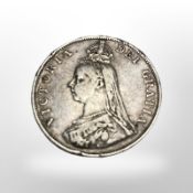 A Victorian 1889 silver double florin.