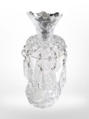 A Waterford crystal lamp base, with associated crystal drop lustres, height 25cm.