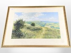 A Dandridge : Westward from Devil's Dyke, watercolour, 39 cm x 57 cm.