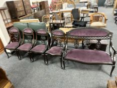 A reproduction carved mahogany two seater settee,