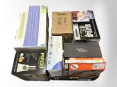 Boxed home wares including slicer, iron, water filter, power sprayer,