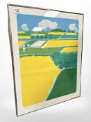 Danish School : Farmland, limited edition lithograph, 45 cm x 57 cm.