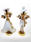 Two Murano glass figures of flamenco dancers, tallest 40 cm.