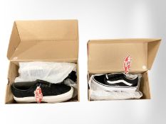 Two pairs of new shoes - Vans, child size 13 and adult size 6.5.