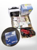 Two paper shredders, a vacuum cleaner, coin sorting machine and other boxed electricals.