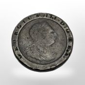 A 1797 Cartwheel two pence coin.