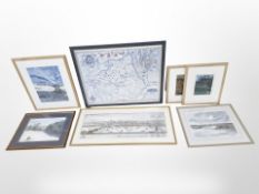 A group of pictures and prints, view of the south east prospect of Newcastle upon Tyne,