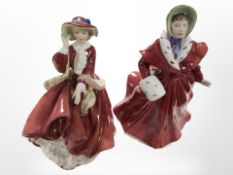 Two Royal Doulton figurines, 'Top O' the Hill', HN1834 and 'The Skater', HN3439.
