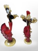 Two Murano glass figures of flamenco dancers, tallest 44 cm.