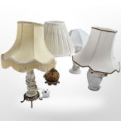 Four various table lamps,