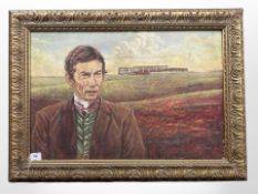 James Cross : Portrait of a Lester Piggot, pastel on board, 73cm x 48cm.