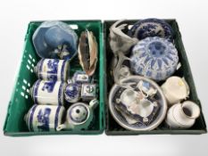 A reproduction Chinese blue and white porcelain pumpkin jar, Ringtons ceramics, Maling lustre bowl,