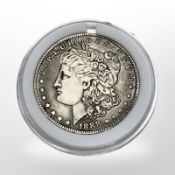 An 1888 U.S.A Silver dollar.