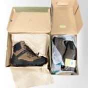 Two pairs of new shoes - Scarpa, womens size 5.5 and Keen, mens 7.5.