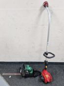 A Homelite petrol grass strimmer and a petrol hedge trimmer
