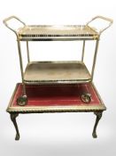 A modern gilt and leather inset coffee table,