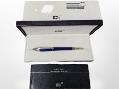 A Mont Blanc fountain pen with 14ct gold nib, in presentation box with service guide.