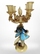 A Murano glass figural four sconce table candelabrum, height 52 cm.