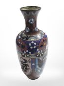 A late 19th century Japanese cloisonne enamel baluster vase, height 24 cm.