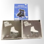 Two pairs of No Fear figure skates, size UK 6 and UK 3,