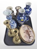 A pair of 20th century Chinese blue and white porcelain baluster vases with four character marks to