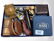 A group of collectables to include dice, shakers, magnifying glass, pens, etc.