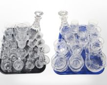 A collection of crystal wine glasses, tumblers,