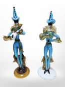 A Murano glass figure of a musician and a similar figure of a dancer, tallest 51 cm.