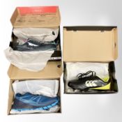 Three pairs of new shoes - Canterbury football boots, size 7, Altra, womens size 7 and Salomon,