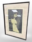 A continental colour print depicting a torso of a female, 36 cm x 55 cm.