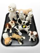 A group of ceramic dog ornaments, including Melba Ware, Royal Doulton, etc.