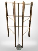 Two pine clothes airers and a poss stick,