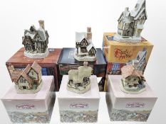Six David Winter cottage ornaments with original boxes