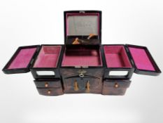 An Oriental export musical jewellery box, width 32cm.