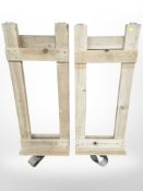 Two pine A-frame stands,