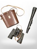 A pair of Zeiss 7x50 binoculars, together with a Lumex telescope.