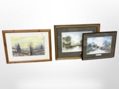 Pam Vardy : Valley landscape, watercolour, 54cm x 33cm,