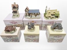 Six David Winter cottage ornaments with original boxes