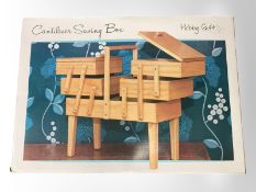 A Hobby Gift cantilever sewing box, in box.