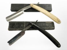 Two antique cut throat razors, one marked Christel,