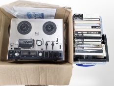 An Akai 4000DS Mk II stereo tape deck, with leads, instructions and a quantity of tapes.