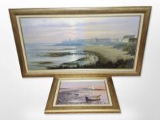 After Ivan Lindsay : Two coastal scenes, colour prints, largest 116cm x 65cm overall.