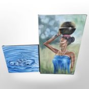 Two Justus Arts oil on canvas paintings depicting water droplets etc,