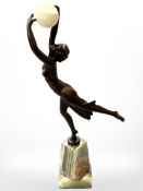 An Art Deco style bronze and onyx figure of a female, height 36.5cm.
