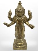 A 19th century Indian brass devotional temple statue of Shiva, height 11cm.
